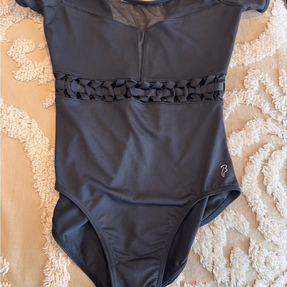 NWT Bloch Black Leotard with Mesh Detail Adult S